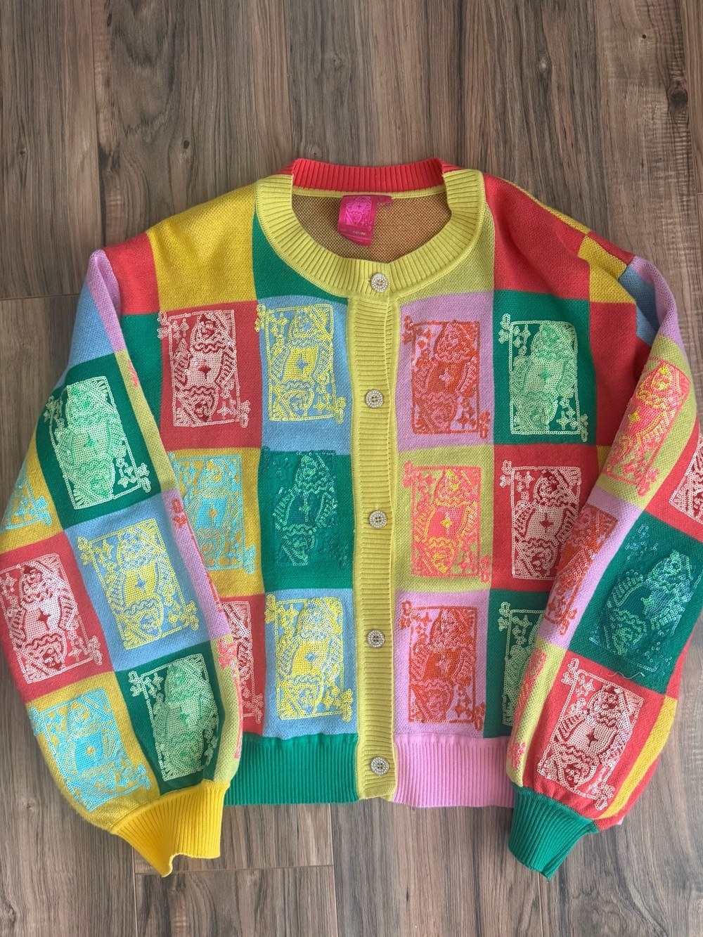 Queen of Sparkles Colorblock Queen Card Cardigan - Picture 2 of 3